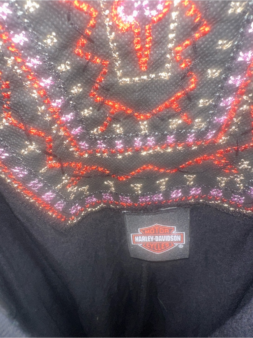 Harley-Davidson Black Top with Red, Pink and Gold Embroidery - Picture 4 of 7